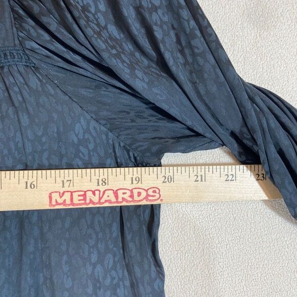 Ophelia Roe Dress Sz L Black Leopard Print 3/4 Sleeve Tiered Ruffle Babydoll - Picture 4 of 8